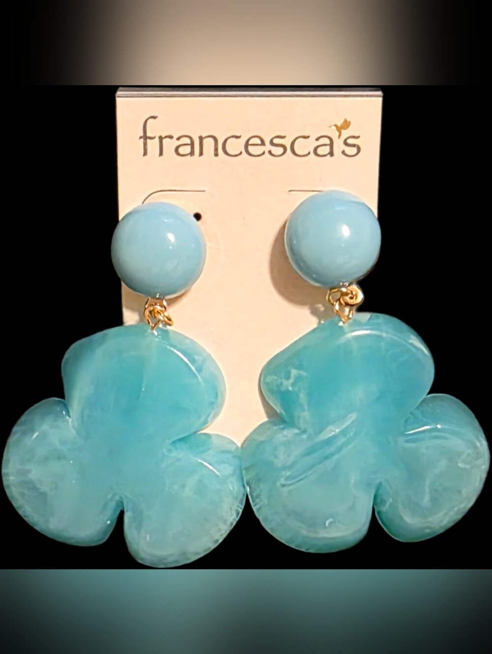 Blue Floral Drop Earrings